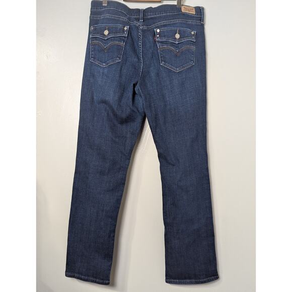 LEVI'S 505 Women's Straight Leg Dark Blue Jeans Size 14M Stretch - Picture 8 of 15